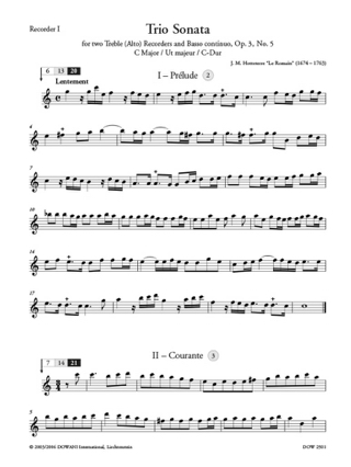 Trio Sonate Pour 2 Flûtes A Bec et Basse Continue